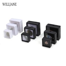 Wholesale Loose Diamond Gemstone Storage Collection Display Box Top Glass Beads Organizer Show Case Square Gems Holder Container 240327