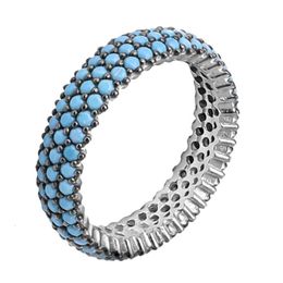 LOMBARDY Jewellery Solid Sier Blue Turquoise Eternal Stacked Ring for Women
