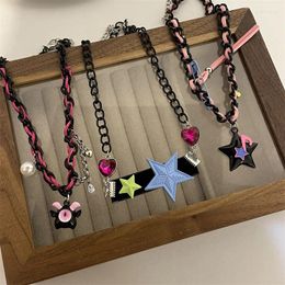 Pendant Necklaces Sweet And Cool Colourful Multi Layered Chain Star Little Devil Necklace Female Elegance Unique Personality Y2K Collar