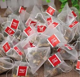 3000pcs lot Pyramid Tea Bag Philtres Nylon TeaBag Single String With Label Transparent Empty Tea Bags ZZ