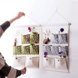 Storage Bags Household Items Organizer Wall Hanging Bag Cotton Linen Waterproof Key Cloth