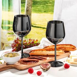 Black Wine Glasses Set of 4 18oz Stainless Steel Unbreakable Portable Stemmed Metal Glass for Outdoor 240408