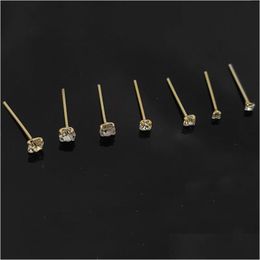 Pins, Brooches Jewellery 925 Sterling Sier Nose Stud Clear Crystal Pin Piercing 36Pcs/Pack Drop Delivery Dhjxq