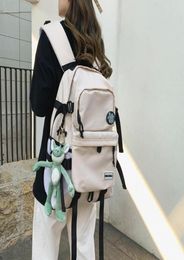 Backpack Women And Men Multiple Compartments Large Capacity Fashion Black White Solid Colour Rucksack Canvas Backpacks3604107