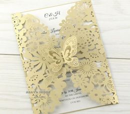 Gorgeous Vertical Laser Cut Butterfly Invitations Cards Kits for Wedding Bridal Shower Birthday And Sweet 163817851