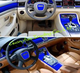 For A8 D3 2003-2010 Car-Styling 3D 5D Carbon Fiber Car Interior Center Console Color Change Molding Sticker Decals3086361