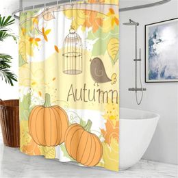 Shower Curtains Thanksgiving Pumpkin Bathroom Harvest Food Polyester Waterproof Fabric Trim With Hooks