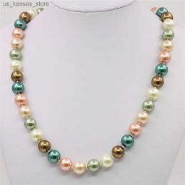 Pendant Necklaces New 10mm Shell Pearl Necklace Round Beads Fashion Jewelry Natural Stone Magnetic Buckle AAA Wholesale Price Handmade24040846PN