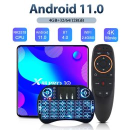 Box X88 PRO 10 Smart TV Box 4K HD Android 11.0 Set Top Box 4GB 128GB Multi Language 2.4G 5G Dual Wifi Media Player Receiver