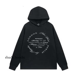 Mens and Womens Designer Rhude Hoodie Sweatshirt Old Wash Embroidery Loose Drawstring Stretch Athleisure Thick Vintage High Street Hip Hop Couple Sweaters S- 380 568