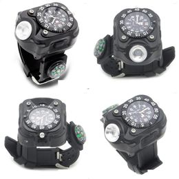 Flashlights Torches Outdoor Watch Tactical Rechargeable Led Wristlight Waterproof Wrist Lighting Lamp With Compass Drop Delivery Spo Dhsre