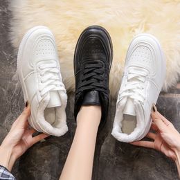 Winter New Women's Shoes Padded Women's Sports White Shoes Casual Students Thick Bottom White Black Size 35-40