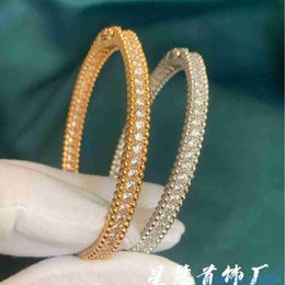 Top Grade Branded Vanclef Bracelet Luxury Designer Bracelets v Gold High Edition Narrow Edition Kaleidoscope Full Diamond Bead Sterling Silver Dainty Bracelet