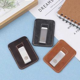 Money Clips Thin Leather Clip Mini Men Credit Card Slot Slim Bills Metal Cash Clamp For Man Small Holder 240409