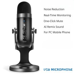 Microphones Condenser Studio Professional Microphone QuickMute Recording Gaming Live Karaoke Singing Noise Reduction PC Phone USB Microphone