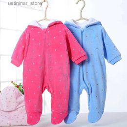 Rompers Baby rompers pyjamas kids clothes baby infant velour clothing baby jumpsuit warm cotton coral baby clothes autumn and winter L47