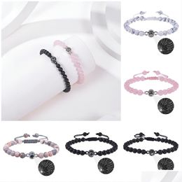 Charm Bracelets Fashionable 100 Languages Projection Bracelet I Love You Pink Crystal Frosted Stone Gift Drop Delivery Jewellery Dhyvf