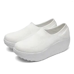 Walking Shoes Woman Flat Bottom Mesh Female Thick Sole Muffin Suitable For Camping Indoor