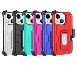 For iPhone 13 Pro Max Hybrid Armour BeltClip Holster Cell Phone Cases Credit Card Slot 3in1 Magnetic Metal Kickstand Shockproof Pr8733130