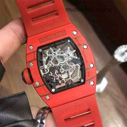 Luxury Watches Replicas Richadmills Automatic Chronograph Wristwatch Carbon Fiber Red Personalized Hollowed Out Mens Automatic Mechanical Ta PRX7