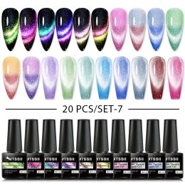 Kits Mtssii 20pcs/set Gel Nail Polish 9D Reflective Glitter Cat Magnetic Gel Semi Permanent UV Gel Soak Off Nail Varnish