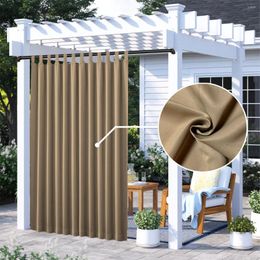 Curtain 1PC Waterproof Outdoor Thermal Insulated Sun Blocking Tab Top For Patio Porch Pergola Cabana Decoration