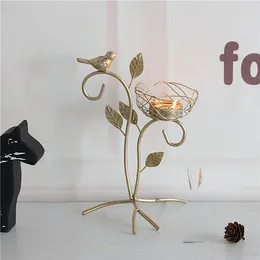 Candle Holders Nordic Style Holder Home Decoration Dining Table Metal Living Room Portavelas Decorative Items WZ50CH