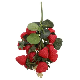 Party Decoration Artificial Fruit Strawberries Ornament Bunches Stems With Leaves Pography Prop Festival Holiday Kichen