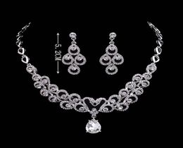 Water Drop High Quality Crystals Wedding Bride Jewellery Accessaries Set Earring Necklace Crystal Fashion Design With Faux Pearl5357871