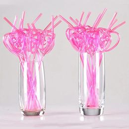 Disposable Cups Straws 5PCS- Creative Modeling PETG Bending StrawsFive Pack Of Pink