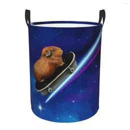 Laundry Bags Funny Chunky Guinea Pig Skateboard Hamper Large Clothes Storage Basket Animal Toys Bin Organiser For Boy Girl