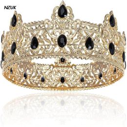 Headpieces NZUK Metal Prince Gem Crowns And Tiaras Full Round Birthday Party Hats Royal King Crown For Men Mediaeval Costume Access9220901
