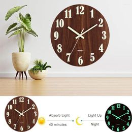 Wall Clocks Night Light Wooden Indoor Clock Mute Does Not Tick For Kitchen Bedroom Home Decoration Send Good Friends