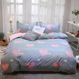 Bedding Sets Evich Brief Grey Pink Heart Bedsheet Quilt Cover Pilllowcase For Spring And Autumn Single Double Size Luxury