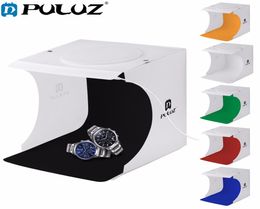 PULUZ 2020cm 8 Mini Folding Studio Diffuse Soft Box Lightbox With LED Light Black White Pography Background Po Studio box5978089