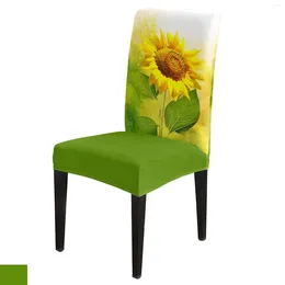 Chair Covers Sunflower Flower Cover Spandex Elastic Dining Slipcover Wedding Banquet El Stretchy Seat
