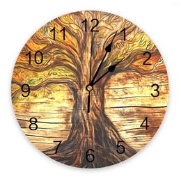 Wall Clocks Tree Plank Clock Large Modern Kitchen Dinning Round Bedroom Silent Hanging Watch