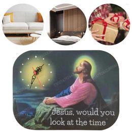 Wall Clocks Novelty Religious Decoration Jesus Would You Look At The Time Gift Silent Christ Clock For Bedroom Home Decor