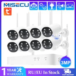 System MISECU Wireless CCTV System 8CH 3MP Tuya Smart NVR PTZ Outdoor Waterproof Wifi IP Security Camera Audio Video Surveillance Kit