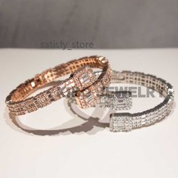 Luxury Iced Out Moissanite Bracelet Cuff 925 Sterling Silver Baguette Moissnaite Bracelets