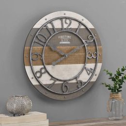 Wall Clocks Multicolor Shabby Pallet Clock Farmhouse Battery Operated Analog Round Home Office Bedroom Living Room Decorative