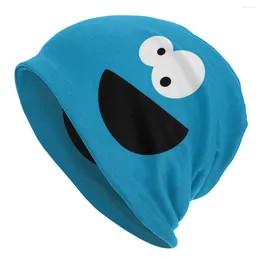 Berets Cartoon Cookie Monster Caps Kawaii Vintage Adult Ski Skullies Beanies Hat Spring Warm Head Wrap Bonnet Knit