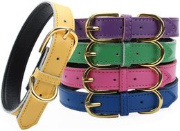 Gold Pin Buckle Dog Collars with Adjustable Buckles Fashion Leather Dogs Collars Neck Decoration Pet Supplies accessories8660545
