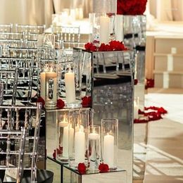 Party Decoration 4pcs/set) Polygon 4pieces Wedding Sliver Or Gold Mental Pedestal Stand For Table Qq087