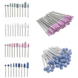 Bits 50pcs/pack Corundum Nail Drill Bits 3/32" Rotary Ceramic Stone Burr Cutters for Manicure Nails Accessories Tool