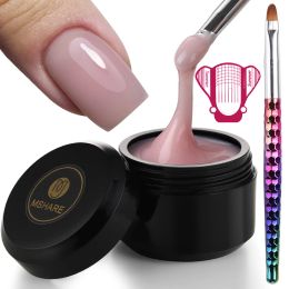 Gel MSHARE Nude Pink Builder Gel Nail Kit/3PC for Nails Extension LED/UV Hard Gel Nail Art Strengthen Manicure Set Nail Forms Brush