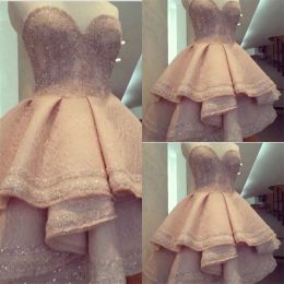 Dresses Short Crystal Sweetheart Tiered Homecoming Graduation Dresses Blush Pink Sexy Cocktail Party Prom Ball Gowns Beaded Formal Evening