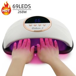 Dryers 268W Modern 6 Nail Dryer Machine 69 LEDS UV Nail Lamps For Gel Polish Curing Manicure Pedicure Salon Double Hands Hold Big Size