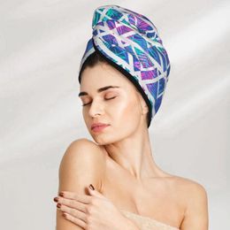 Towel Magic Microfiber Shower Cap Tropical Jungle Palm Leaf Geometric Bath Hat Dry Hair Quick Drying Soft Lady Turban Head
