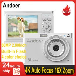 Bags Andoer 4k Digital Camera Video Camcorder 50mp 2.88inch Ips Screen Auto Focus 16x Zoom Builtin Flash with Carry Bag Wrist Strap